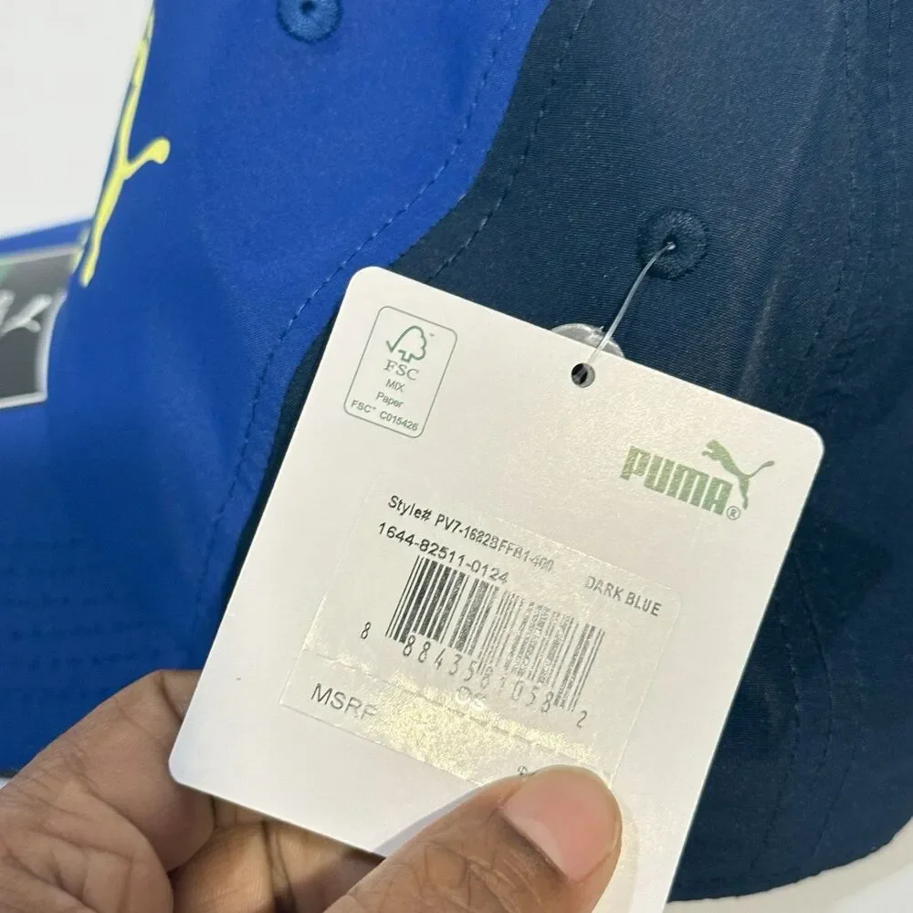 Puma NWT kids hat Adjustable Puma youth cap in blue with yellow details